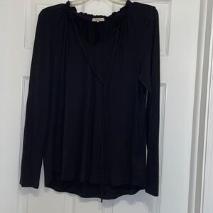 ✨Pleione Black Jersey Long Sleeved Top with tie accent